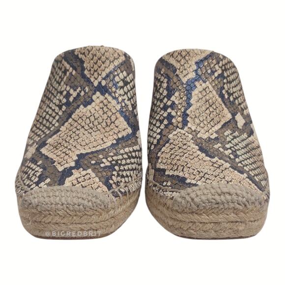 CHARLES DAVID Snakeskin Espadrille Shoes Size 6 Animal Print Leather Clog Wedge - Picture 3 of 15